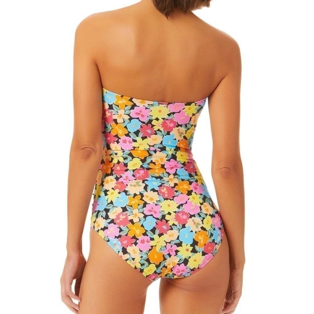 NEW Anne Cole Multicolour Floral Twist and Shirred Front One Piece Swimsuit US 6 - Picture 2 of 10